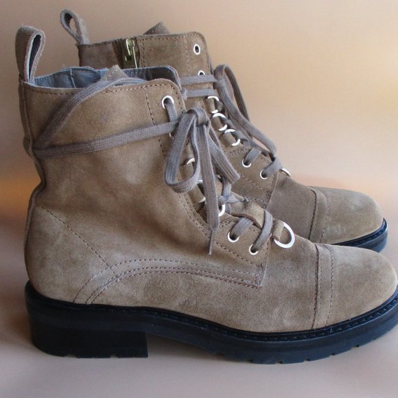 All Saints Lira Combat Boots Women's-Sand/Brown Suede-Size 37/6.5 - Picture 3 of 7